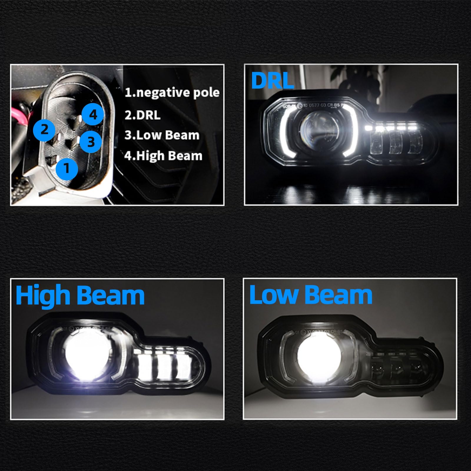 Faro LED Moto 12V Omologato E-MARK con Angel Eyes per BMW Adventure ADV | per F800R F800GS F750GS F700GS F650GS Adventure,Illuminazione per Guida, Posizione Anteriore