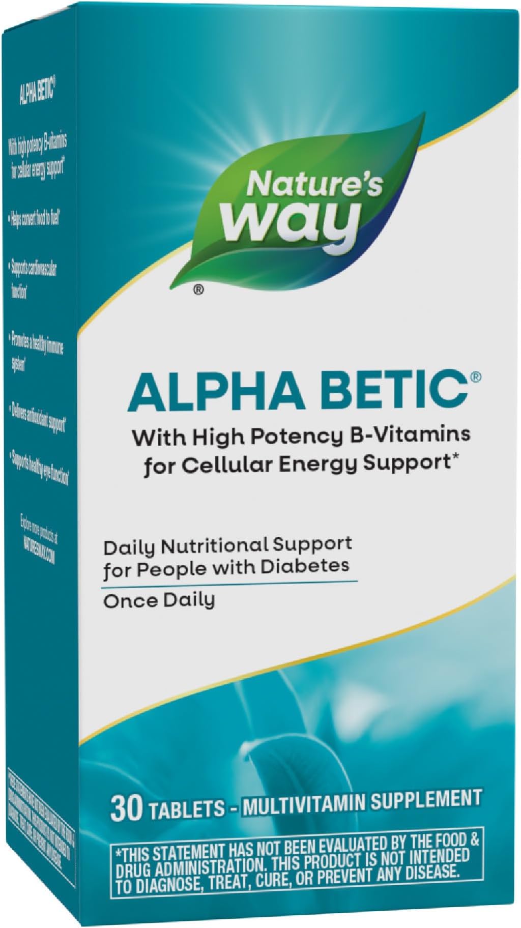 alpha betic, Diabetic Multivitamin for Daily Nutritional Support, with B-Vitamins for Energy Metabolism Support*, Alpha Lipoic Acid, Taurine, Lutein, 30 Tablets