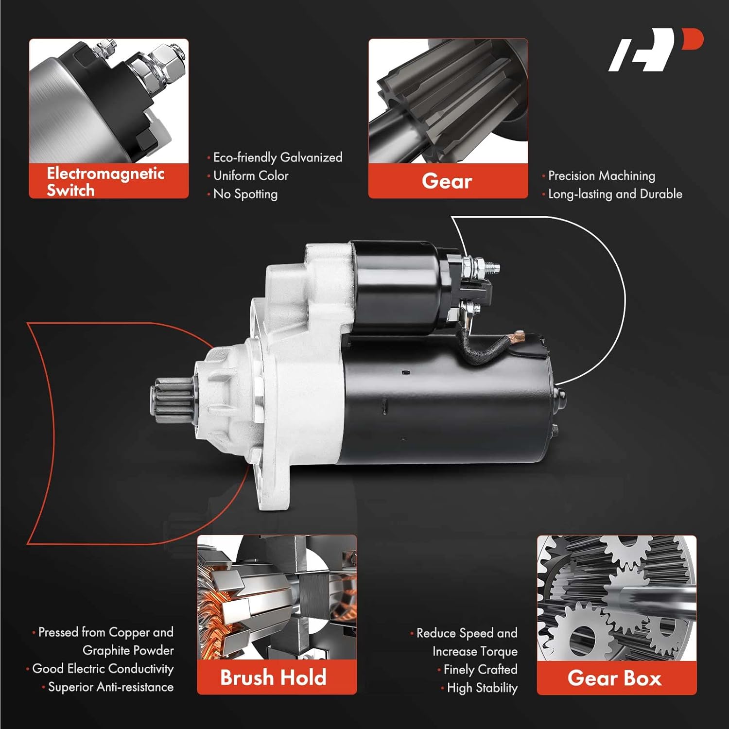 A-Premium Starter Motor Compatible with Volkswagen Jetta 03-04 2.8L, R32 2004 3.2L, Beetle 00-01 1.8L, Golf & Audi TT, Quattro TT 2001 1.8L, 12V 2.0KW 10 Teeth CCW, Replace# 0001125018, 0001125019