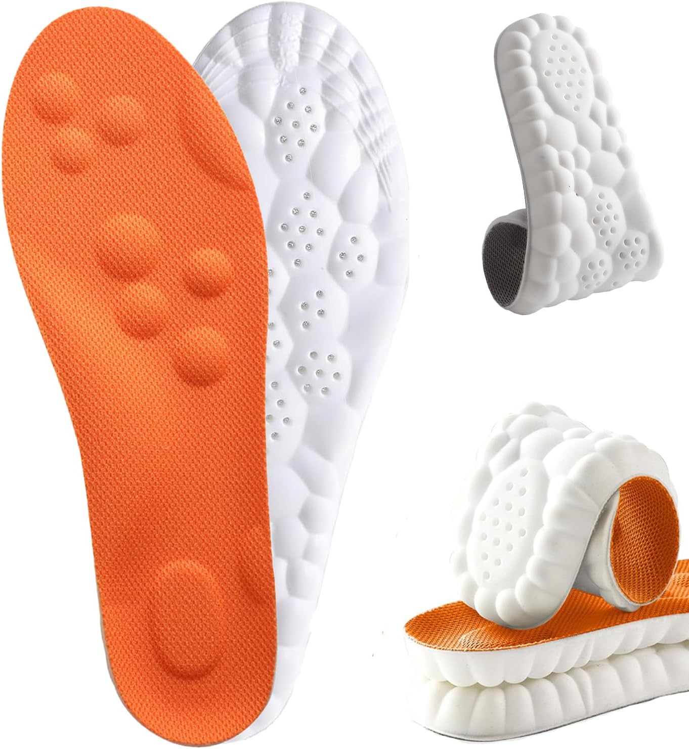 2026 New Insoles for Men Women, Upgrade Trim to Fit 4D Memory Foam Cloud Insoles with Arch Surpport & Cushioned Comfort Fits All Shoe Types (Orange, Men 8-8.5/Women 9.5-10) Orange Men 8-8.5/Women 9.5-10