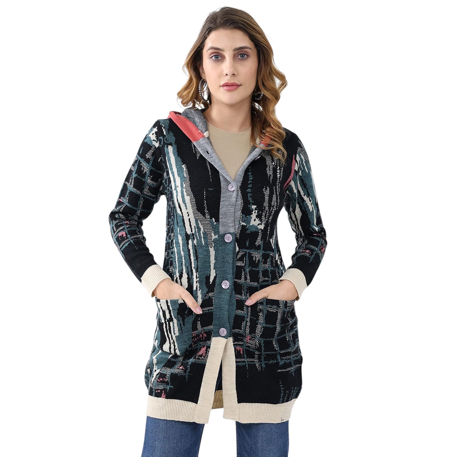 monte carlo Women Regular Fit Solid V Neck Button Closure Sleeveless Winter Cardigan| Warm Woolen Buttoned Sweater for Ladies | Stylish Knitted Cardigan for Women's (Pack of 1)-picture-22