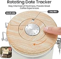 Vista 5 de Veken Recipiente de café, recipiente hermético de acero inoxidable para almacenamiento de alimentos de cocina con rastreador de fecha y cuchara