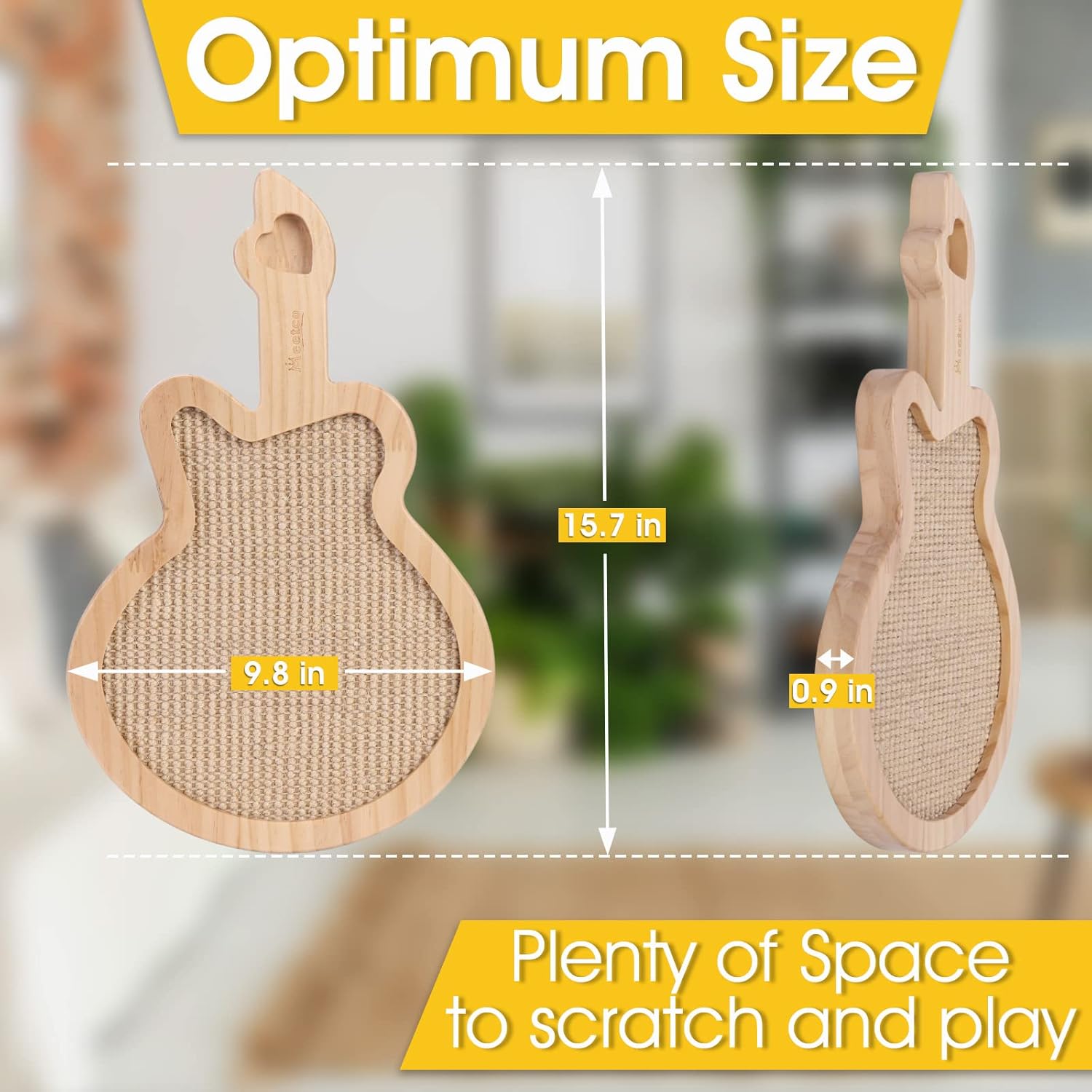review Guitar Shaped Sisal Cat Scratch Pad - Decorative and Effective Scratching Pads for Indoor Cats - Protect Your Furniture from Scratches
