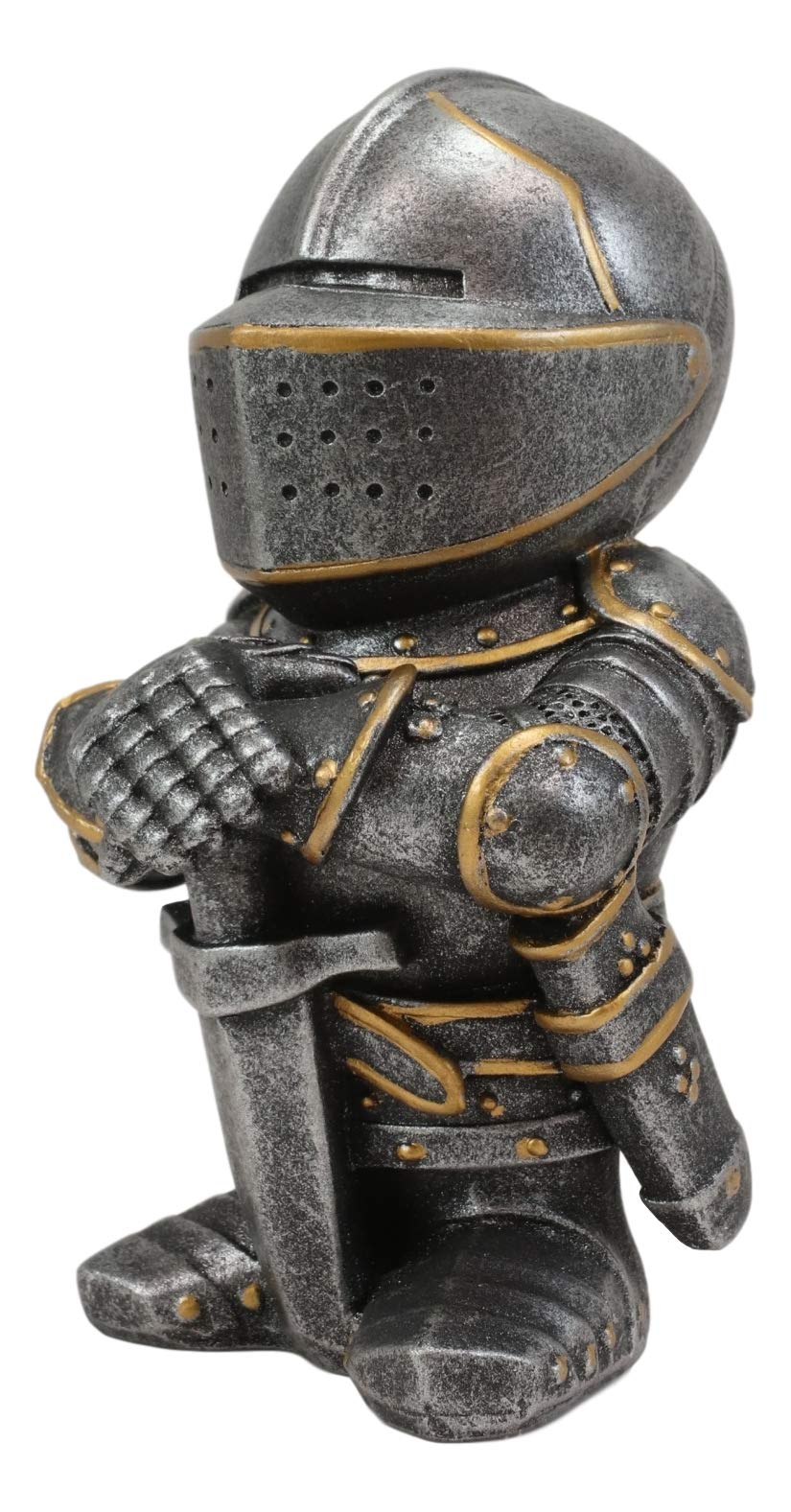 Ebros Gift Anime Chibi Renaissance Chevalier médiéval de la Croix Templier Crusader Figurine de 11,4 cm de haut Costume d'armure miniature de chevaliers européens Sculpture décorative (épée au repos)
