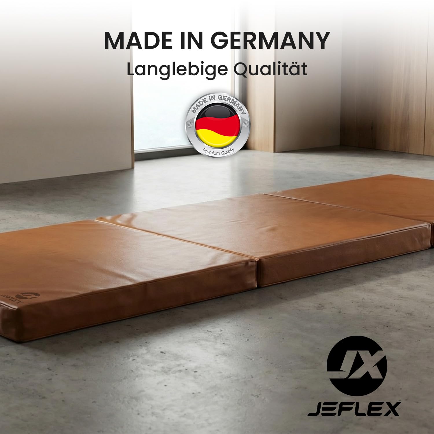 Jeflex - Matelas gymnastique pliable 180 x 60 x 6 cm fabriqué en Allemagne/Tatami judo portable/matelas pliable peu encombrant et tapis de yoga/tapis de gym enfant pour chambre d'enfant