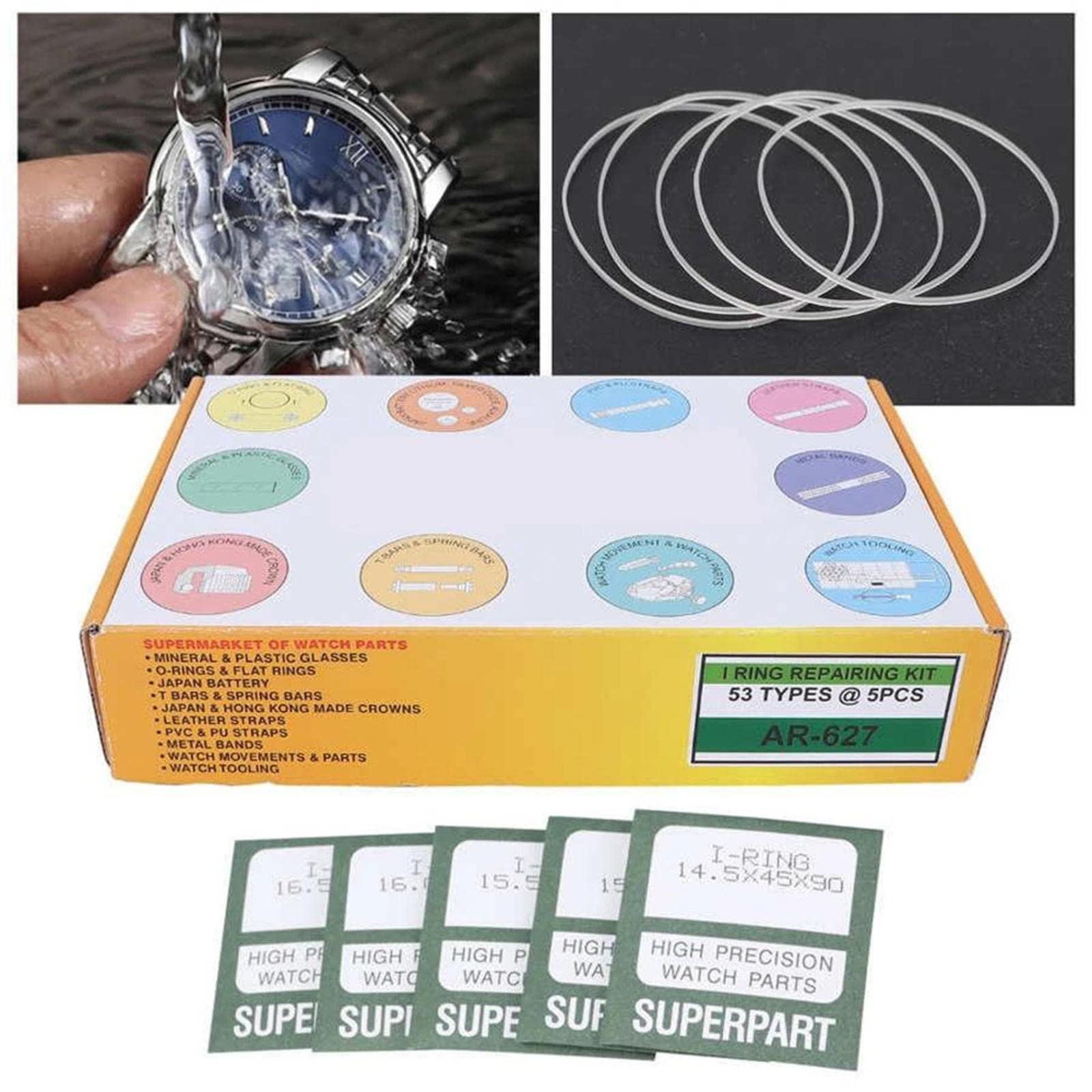 DAGIJIRD 265-teiliges wasserdichtes O-Ring-Set, Gummi-Unterlegscheiben-Dichtungen, Sortiment, Uhrengehäuse-Rückdichtung, Dichtung für Uhrmacher