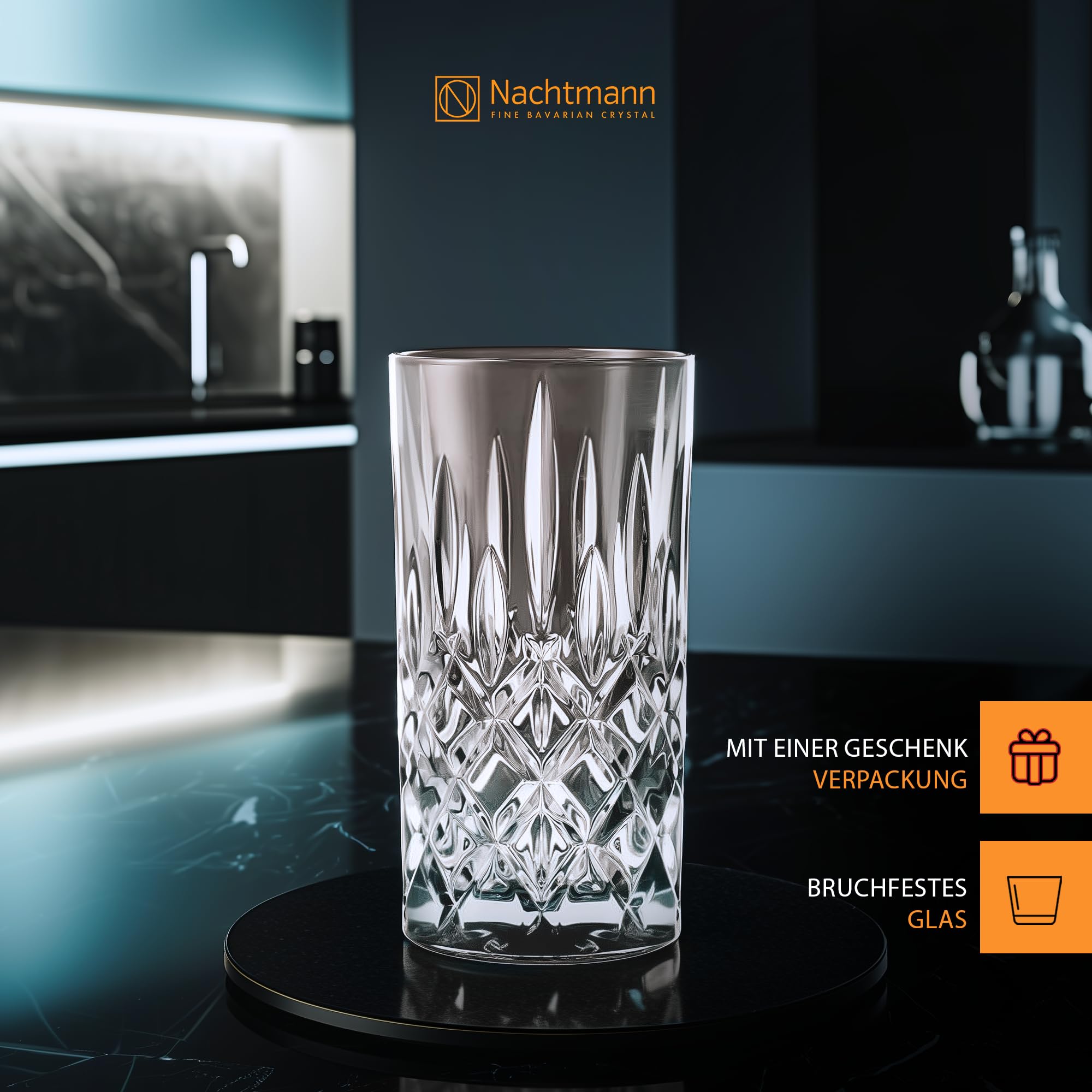 Nachtmann 2-częściowy zestaw szklanek do long drinków, brązowe szklanki koktajlowe, szkło kryształowe, 395 ml, szarobrązowe (taupe), Noblesse, 105713