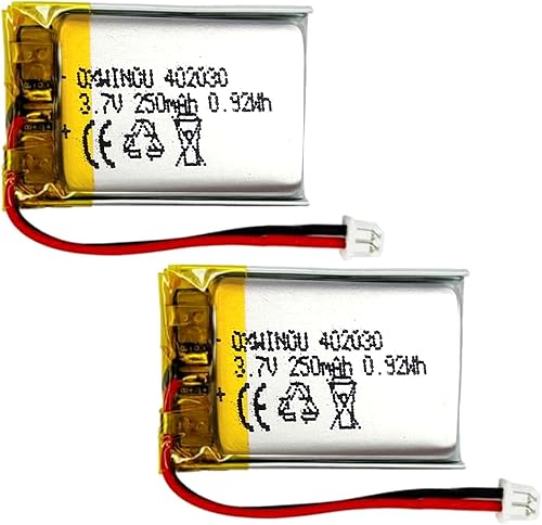 OXWINOU Batería de repuesto de polímero de litio recargable de 3.7 V 250 mAh 402030 para productos electrónicos DIY 3.7-5V, auriculares Bluetooth,