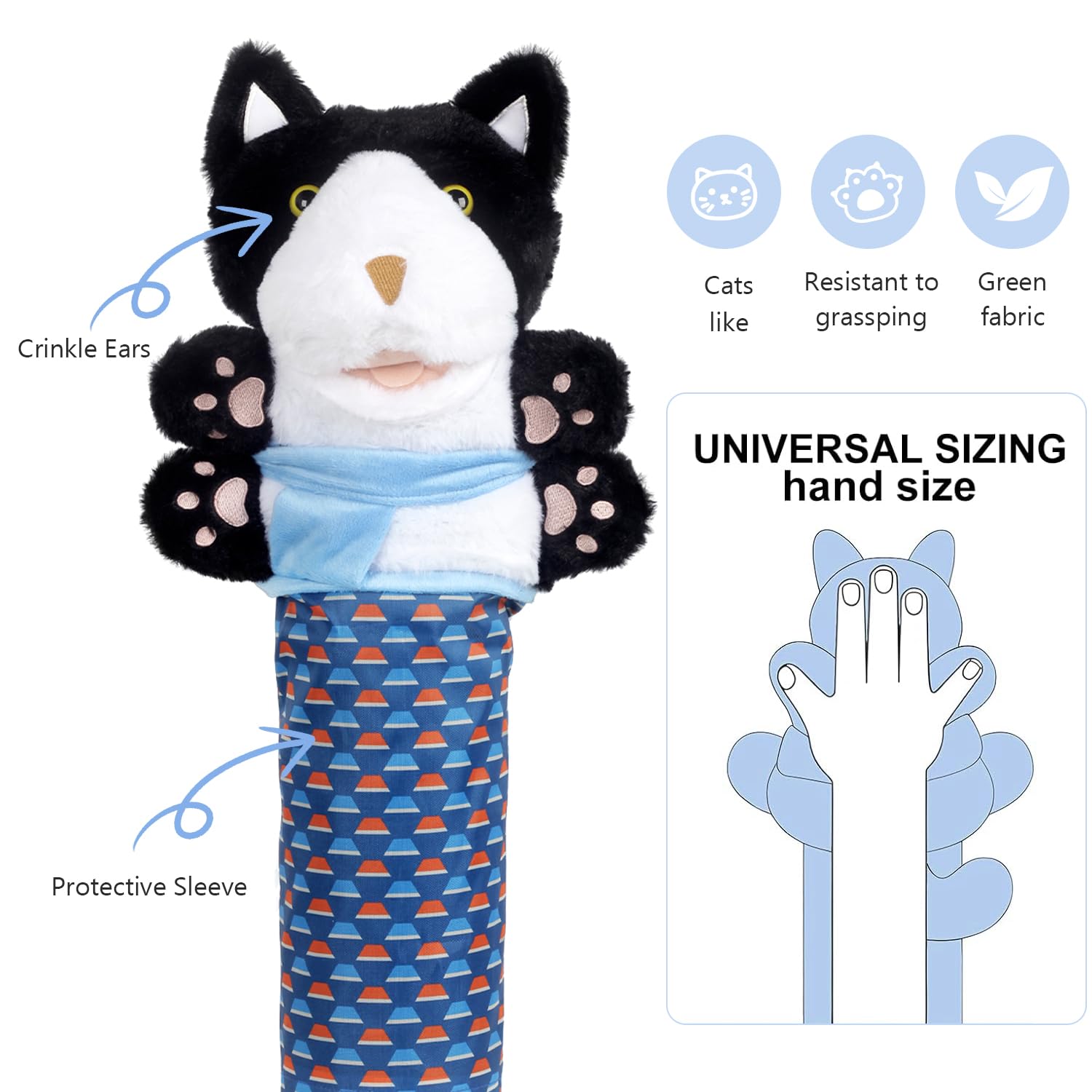 Juguetes para gatos, luchador de gatos, marioneta de karate de gato, marionetas de mano con acolchado resistente para un juego seguro, juguete de peluche duradero para gatos