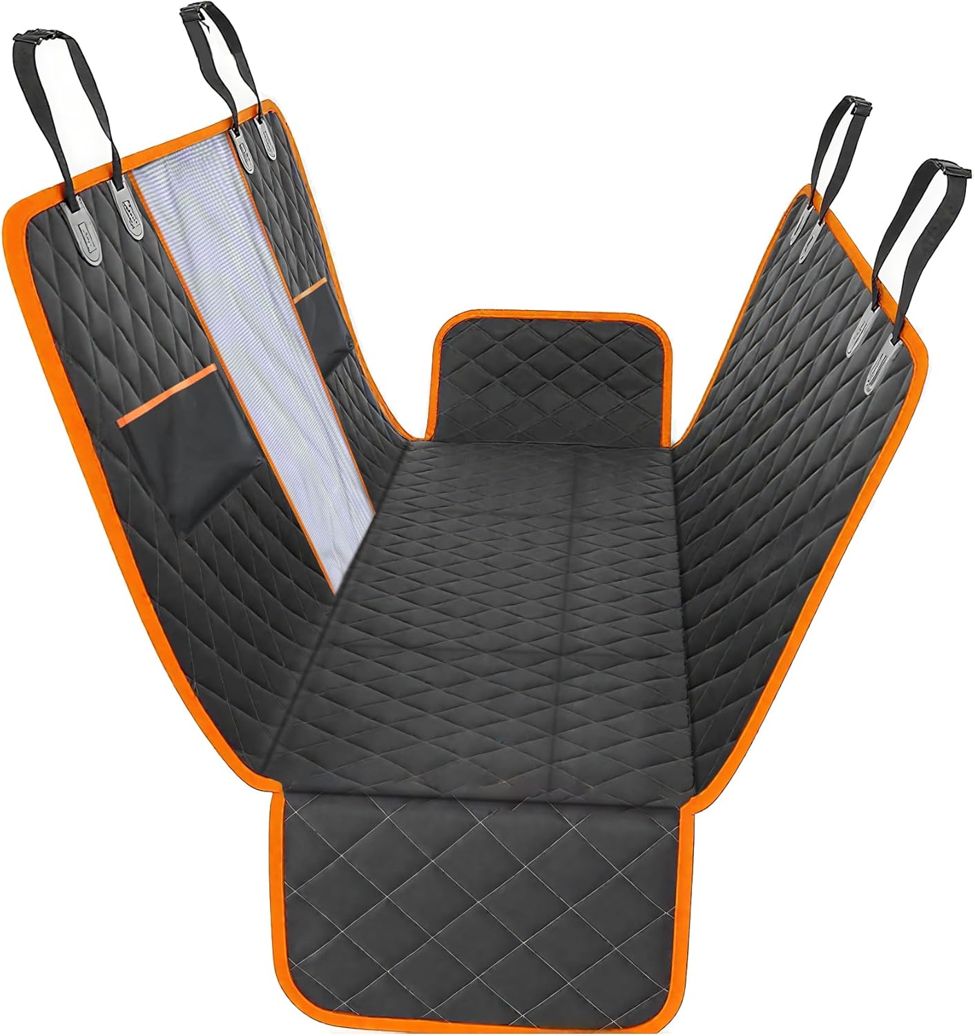 Smouatou Dog Car Seat Cover for Back Seat, Sturdy Backseat Extender for Dogs,New Scratch Resistant, Anti Slip Portable Dog Hammock,Suitable for Cars and SUVs,Car Travel Pet Bed,Hard Bottom (L)