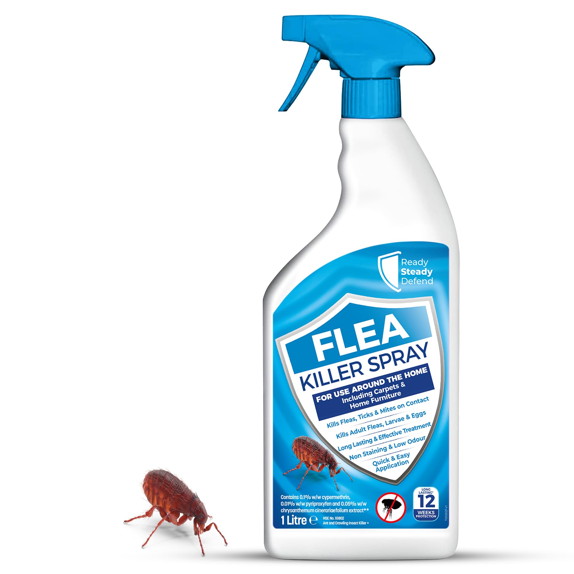 Flea Killer Spray 1L: Ultimate Flea Treatment for House | Comprehensive Indoor & Outdoor Flea Spray | Household Flea Killer & Formula for Home - Eradicates & Prevents Reinfestation | Ready to use