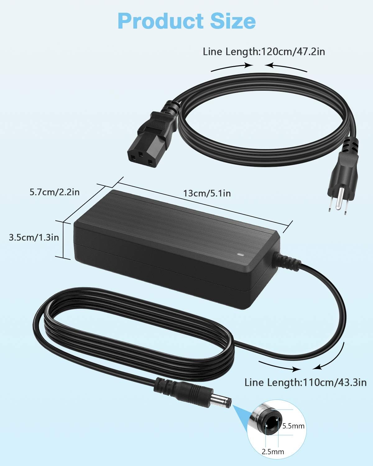 Aclorol 5V 10A 50W Power Supply 100V-240V AC to DC Adapter 5V 10 amp Switching Converter 5.5x2.1mm Plug for WS2811 WS2812B WS2813 5 V LED Strip Pixel Lights