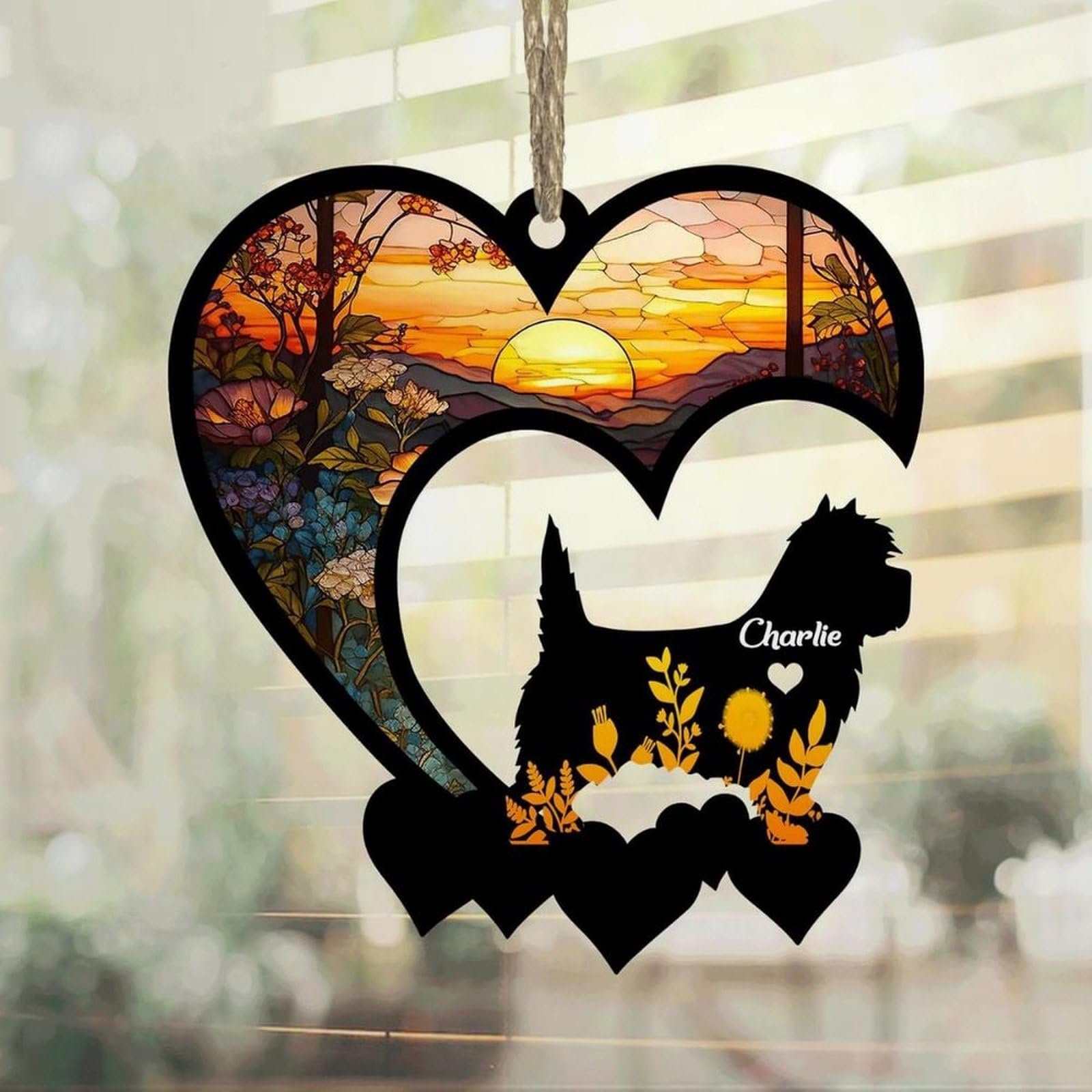 Luckluccy Cairn Terrier Suncatcher,Personalized Memorial With Name,Dog Remembrance Gift,Loss Ornament,Sympathy Gift