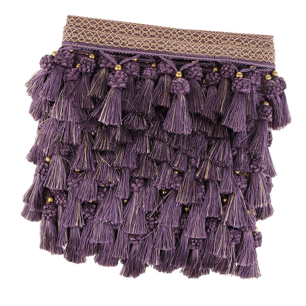 Frange à franges vintage pour rideaux, coussins, vêtements (violet foncé)