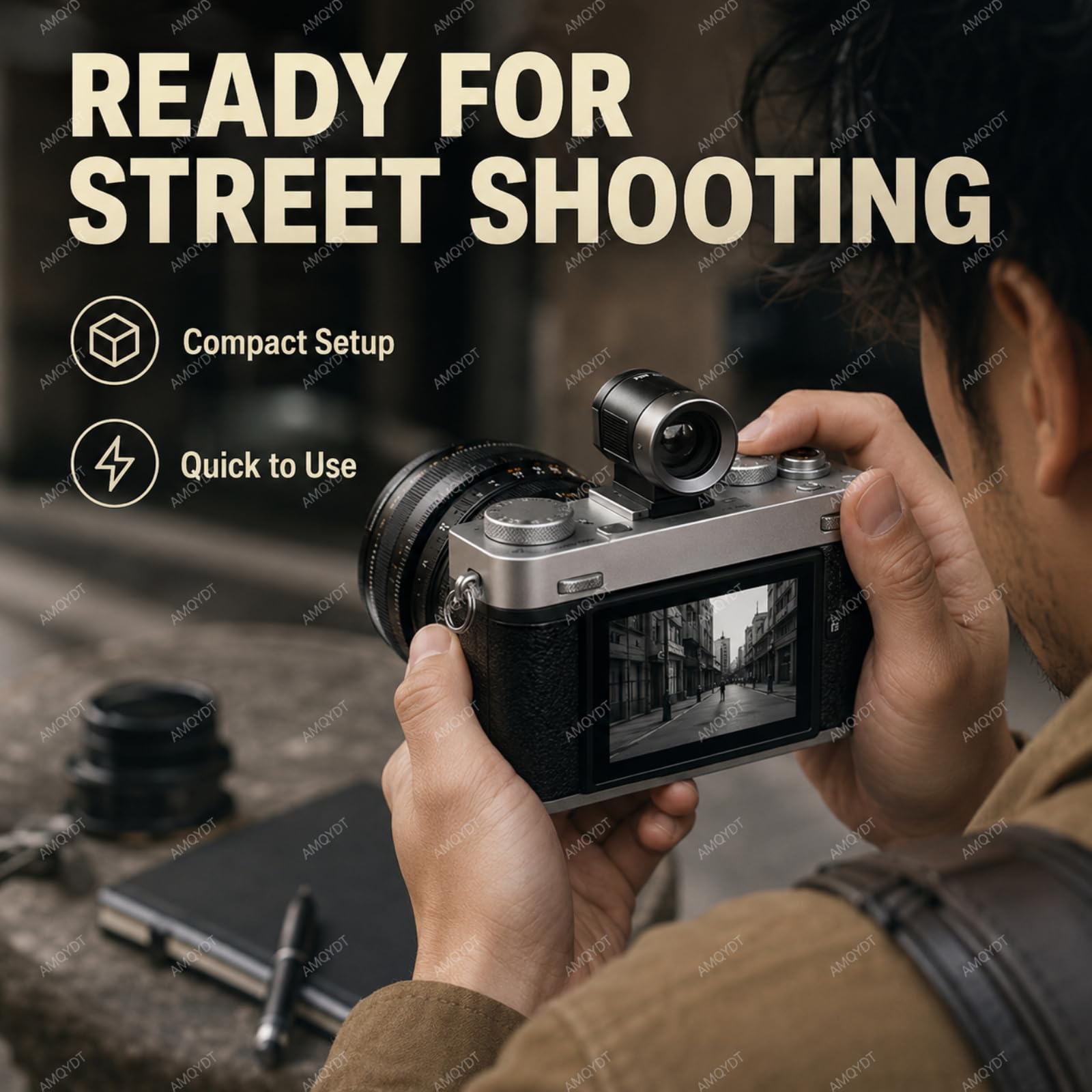 Visor óptico Externo Mini De 28 Mm, Visor De Cámara con Líneas De Encuadre 4:3 Y Montura para Zapata Fría para Cámaras Digitales Y De Película