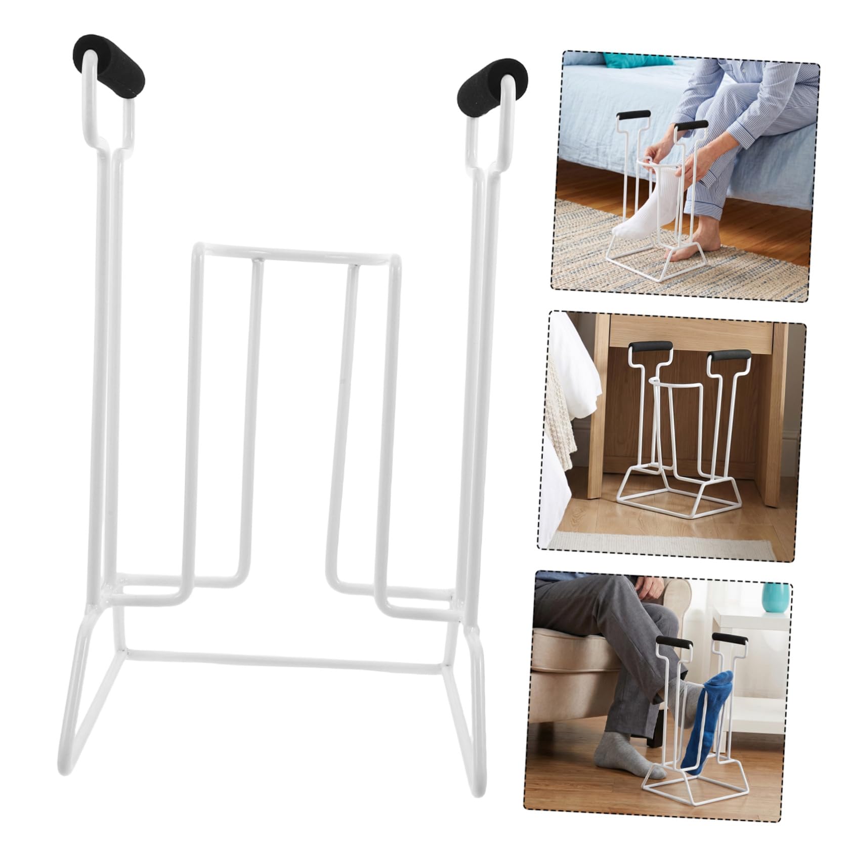 Ayuda para Poner Calcetines, Ayuda Calcetines, sin Agacharse, Mango Ajustable, Hierro, Espuma y Plástico, 36x21x17,3cm, para Personas Mayores en Silla de Ruedas Casa