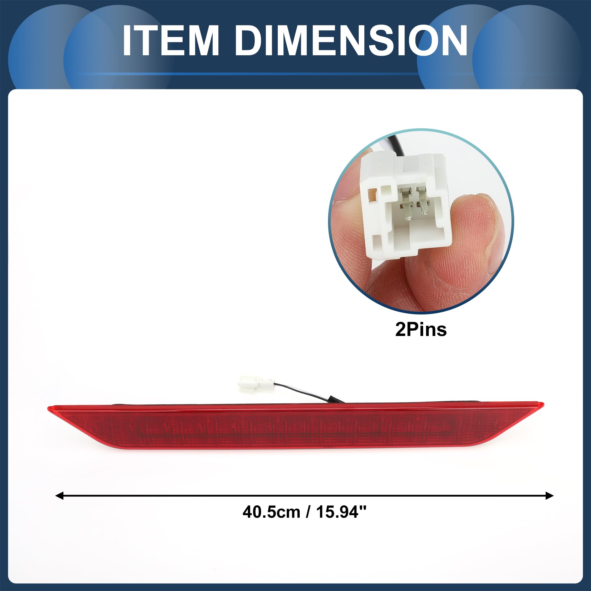 Feu Stop LED Pour Nissan X-Trail T31 08-13 1Pc | Boîtier Rouge, Lumière Rouge, Matériau ABS, Tension 12V, Broches 2, IP67, 40.5x4.5cm, OE 26590JG00F, LED Puce Complète