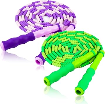 Jump Rope for Kids, Adjustable Jump Ropes for 4 5 6 7 8 10 12, Tangle Free | Jumping Rope Age 8-12, Segmented Soft Beaded Skipping Rope for Women Fitness