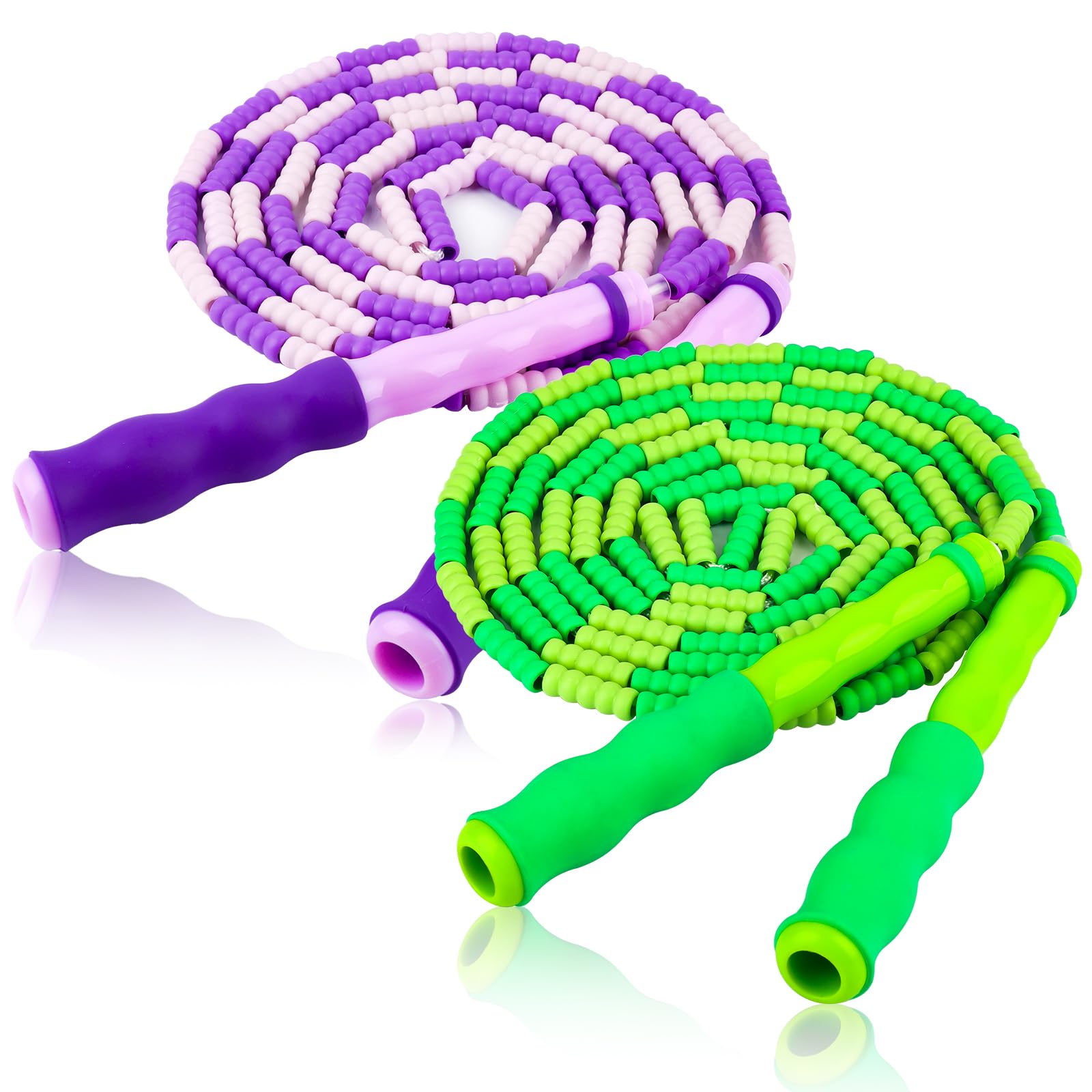 Jump Rope for Kids, Adjustable Jump Ropes for 4 5 6 7 8 10 12, Tangle Free Jumping Rope Age 8-12, Segmented Soft Beaded Skipping Rope for Women