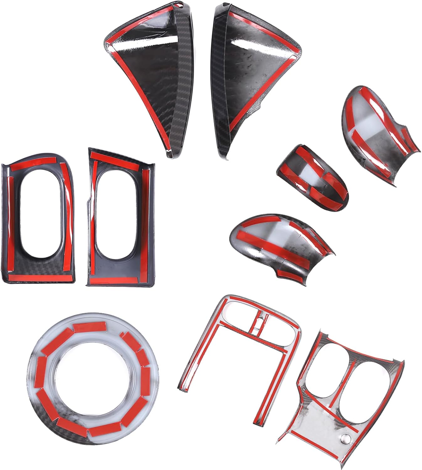 Lcojicep 10PCS Full Set Interior Decoration Trim Kit Compatible with Corvette C6 2005-2013 Central Control Navigation Panel Cover air Conditioner air Outlet Gear Head Cover Decoration (Carbon Fiber)