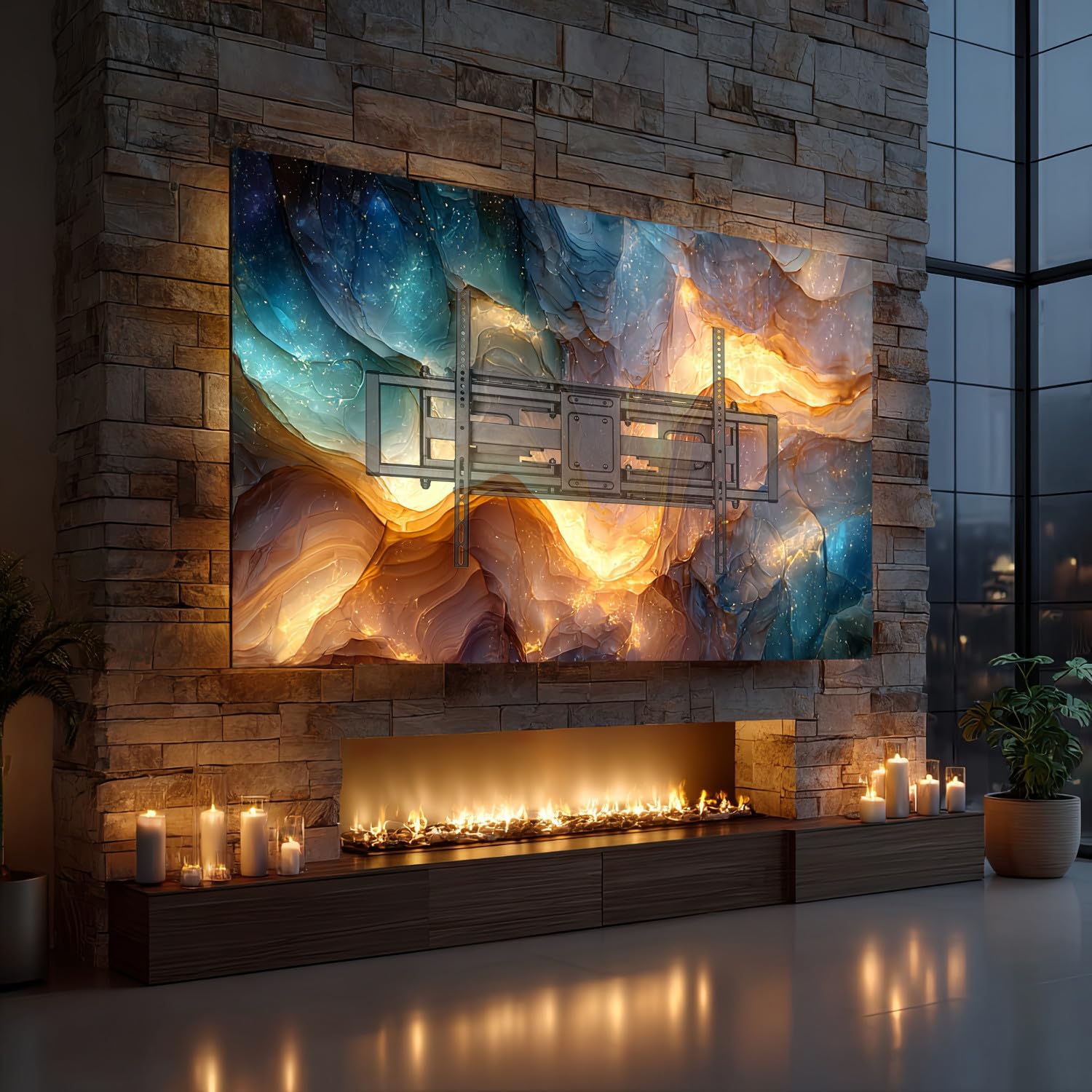 Maclean MC-482 TV Wandhalterung für 60-120" Flach & Curved Fernseher bis zu 120kg Max. VESA 900x600 Schwenkbar, Neigbar und Drehbar, Universal TV Halterung