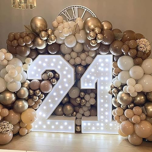 Miniatura 6 de Globos de arena blanca, 113 piezas de diferentes tamaños, kit de guirnalda de globos de color crema beige de 1812105 pulgadas, globos de látex mate