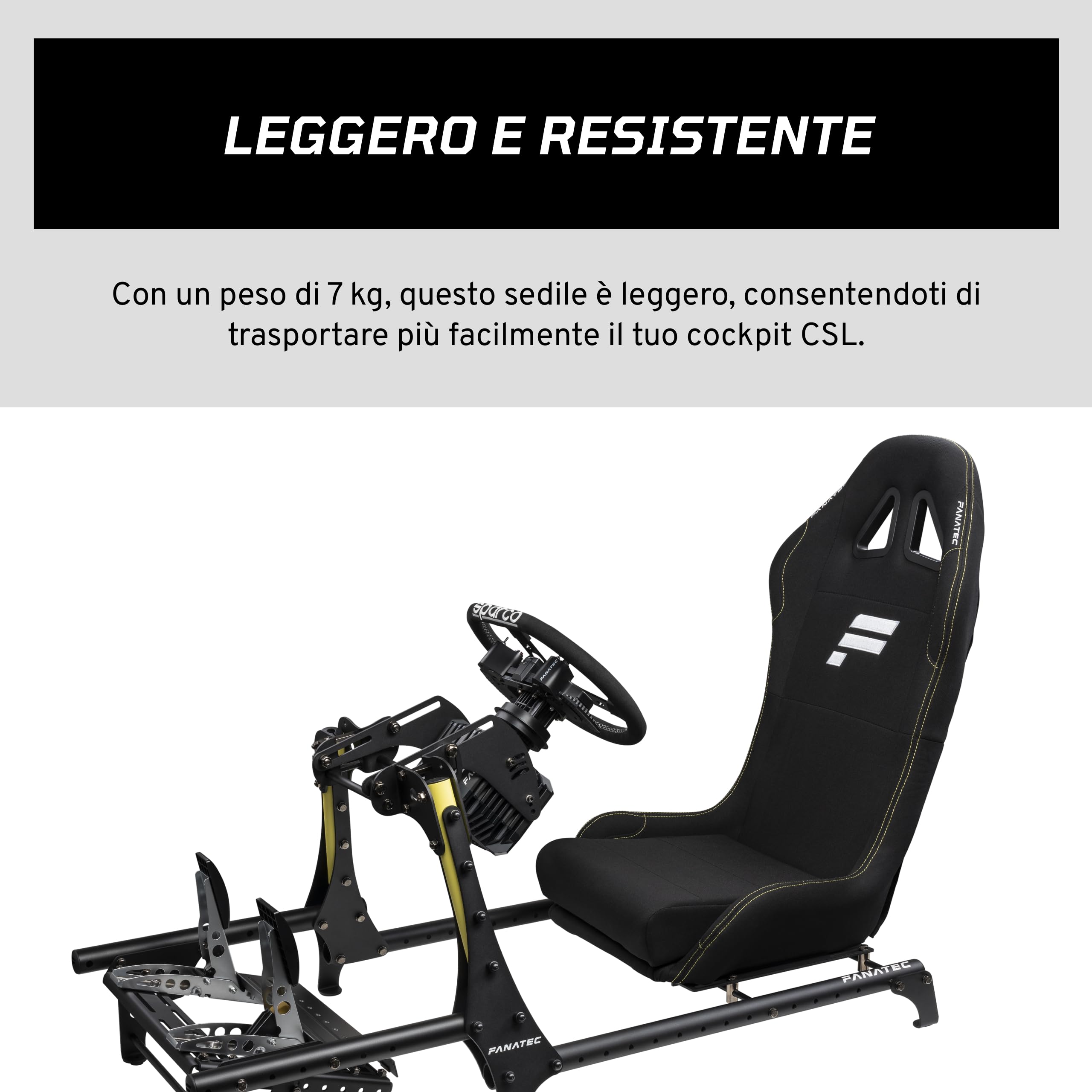 FANATEC Sim Racing CSL Cockpit Seat - Leggero e resistente, progettato per CSL Cockpit, cuscino traspirante - Nero