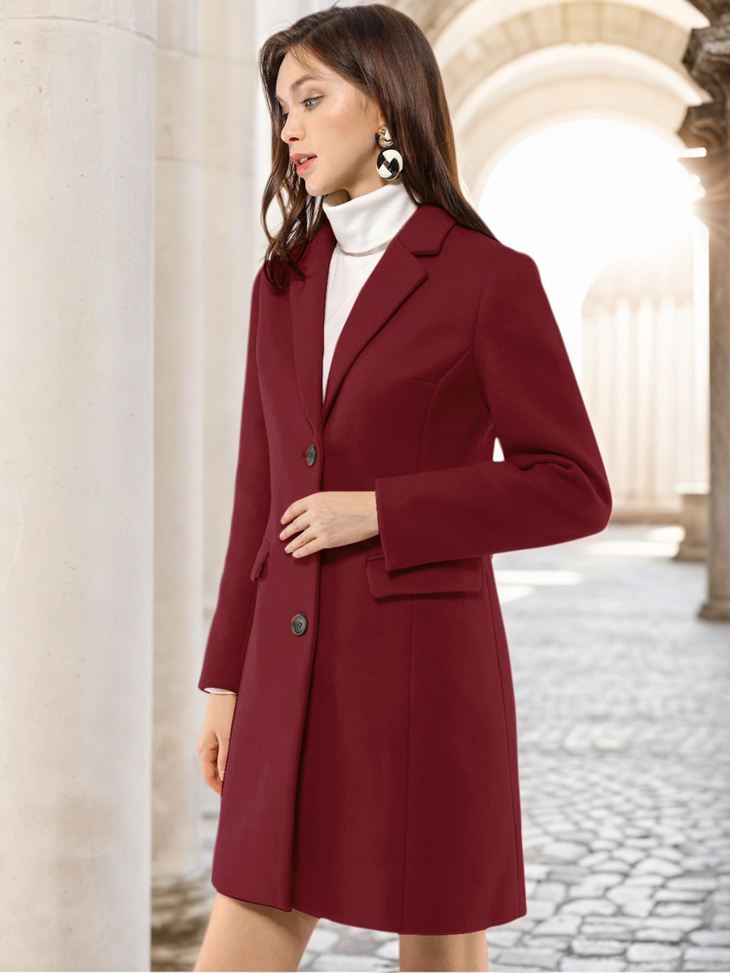 Allegra K Manteau Mi-Long Femme Manteau Mi-Long Femme Femme (Lot de 1)