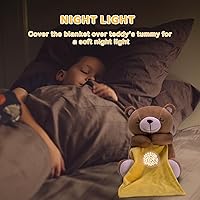 Vista 6 de BEREST Oso de sueño recargable para bebé, proyector de luz nocturna para decoración de guardería, sensor de latido del corazón de la madre, máquina