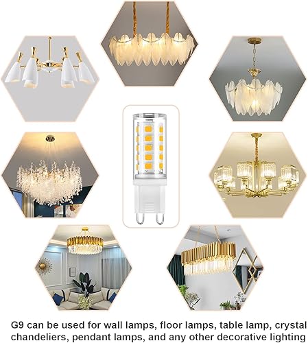 Miniatura 6 de ATA Paquete de 6 bombillas LED G9 T4 de 4 W, blanco natural, 6000 K, (reemplazo halógeno de 40 W), base de cerámica G9 Bi Pin, 120 V CA, ángulo de