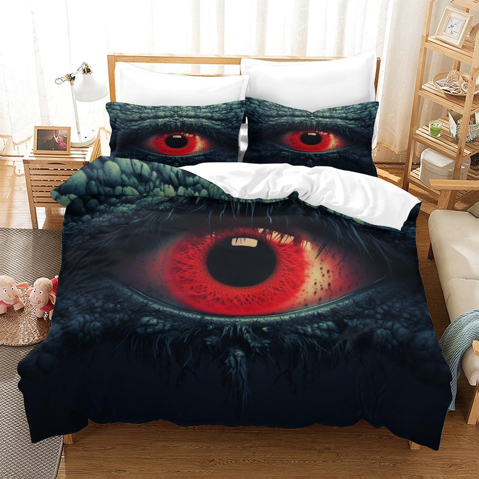 P1S9U7W5Y 3D Printed Dragon Eye 3pcs Microfiber Duvet Cover Set Fantasy Dragon Eye Bedding Set King