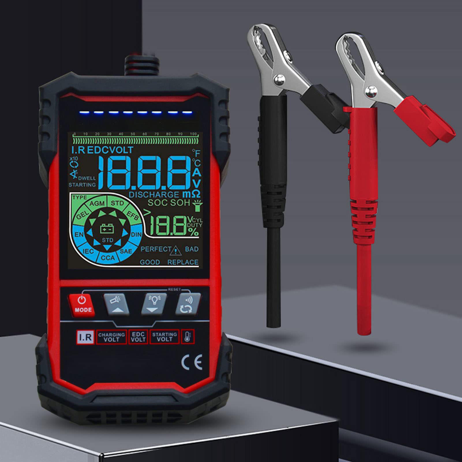 Tester akumulatora samochodowego 12V 24V 100 do 1999 CCA cyfrowy analizator akumulatora samochodowego dla AGM GEL EFB Tester układu rozruchowego ładowania dla samochodu