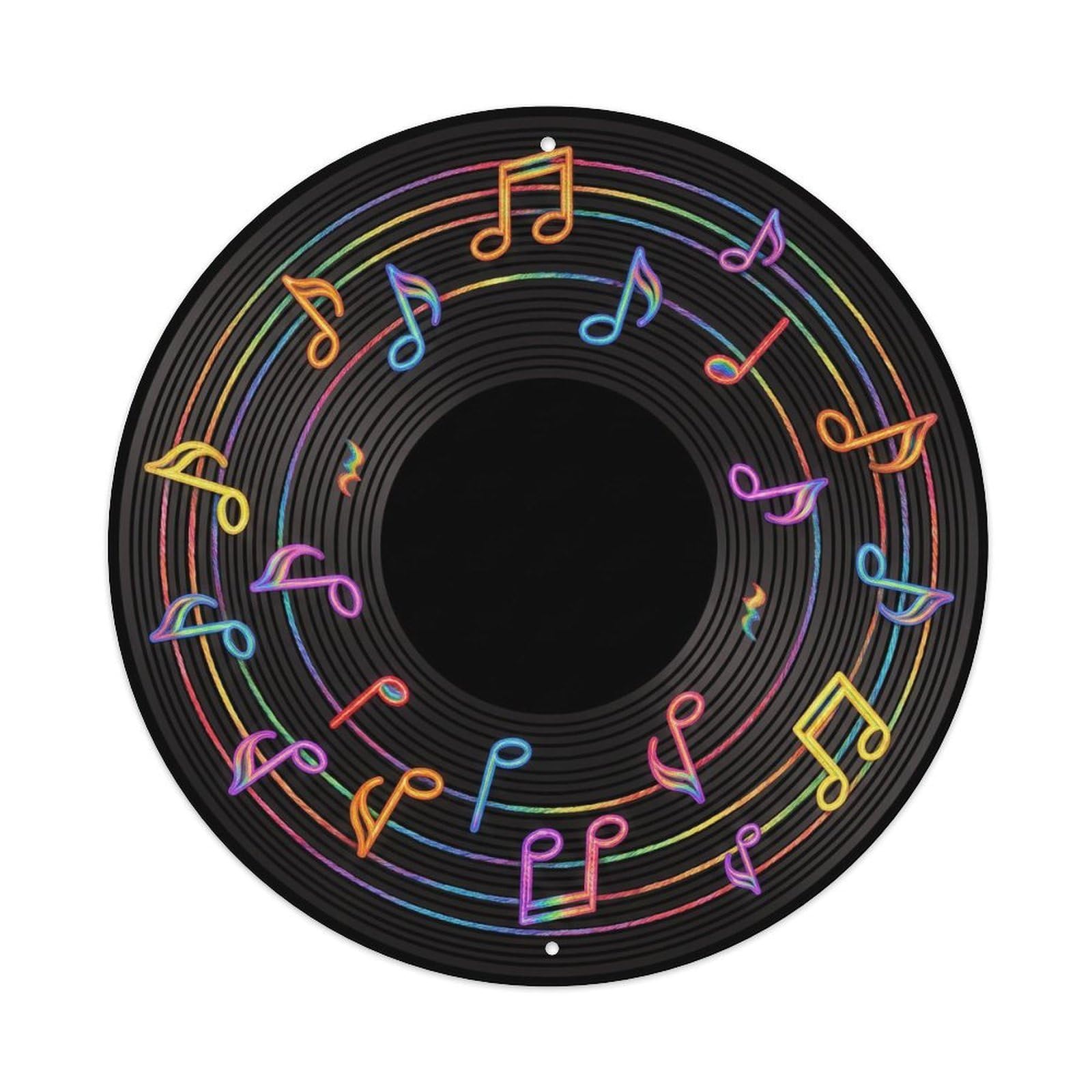 Colorful Music Vinyl Records Weave Rainbow Threads Metal Tin Sign