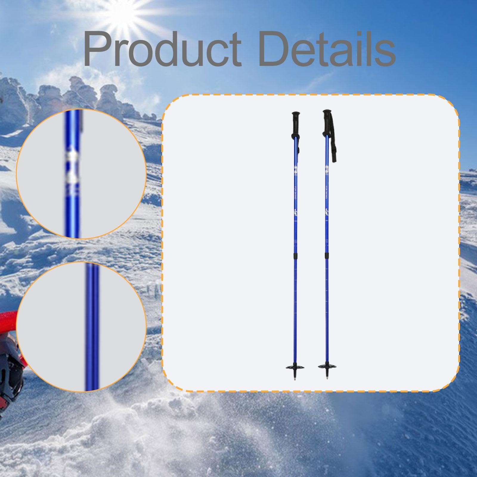 2 Pièces Bâtons de Randonnée Ski Télescopique Aluminium Alliage Système de Verrouillage Rapide Poignée Confortable Adapté Aux Expéditions Activités Ne