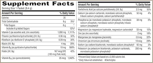 Vista 13 de Mezcla para suplemento dietético bebible Emergen-C, con 0,035 oz de vitamina C, sin cafeína, 30 paquetes de 0.30 oz cada uno, sabor açaí, 036517, 1
