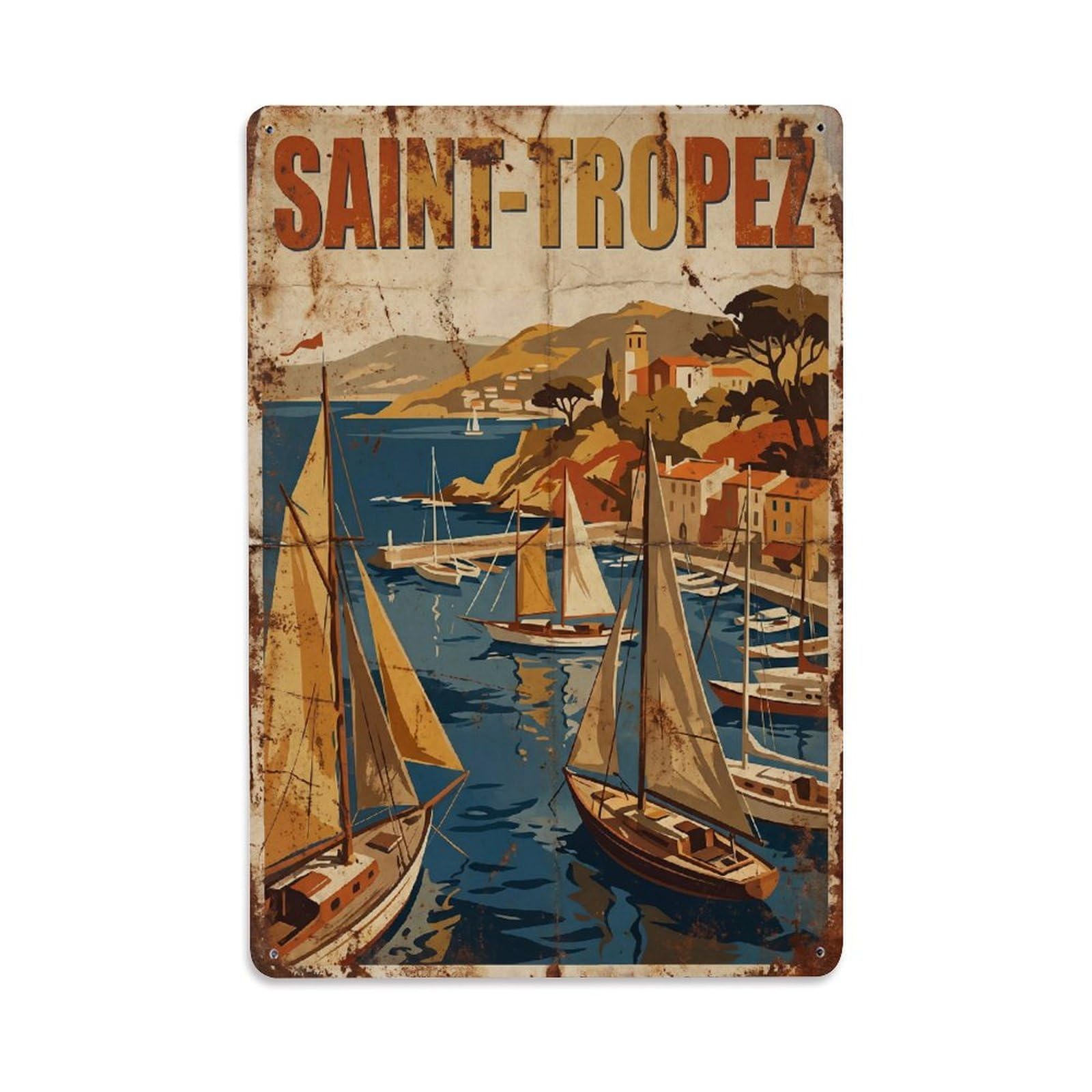 Fyrn Style Metal Tin Sign Vintage Travel Saint-Tropez France Spectacular