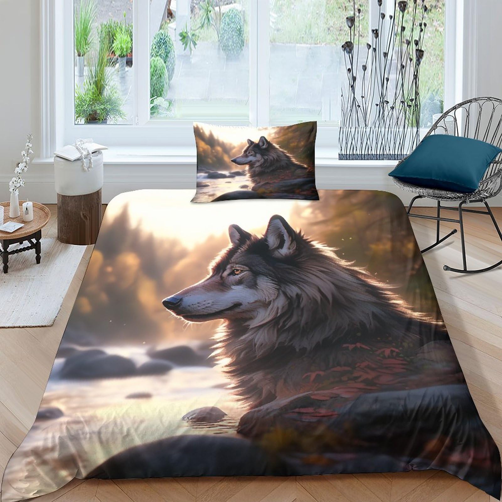 Housse de couette loup imprimé 3D haute définition pour lit