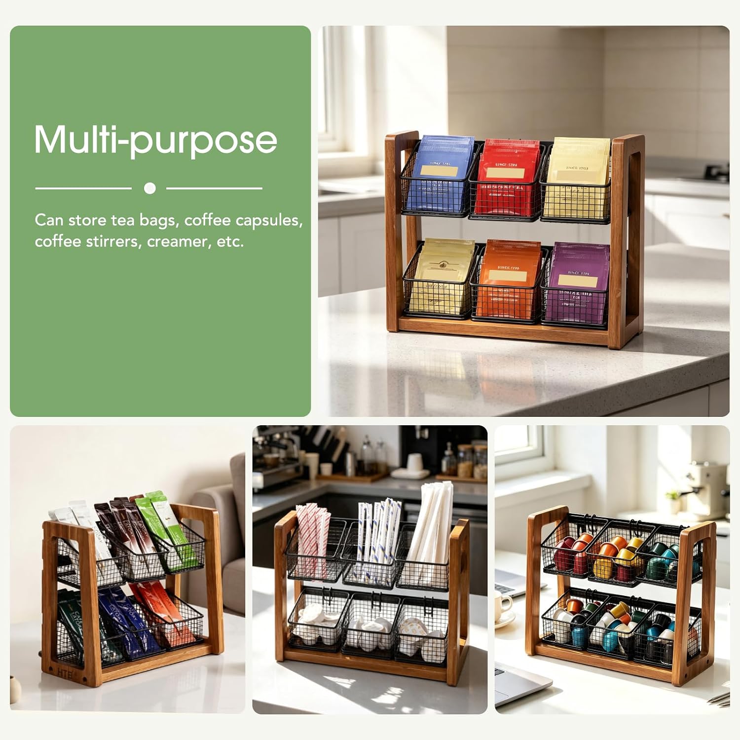 HTB Acacia Wood Tea Bag Holder image 5