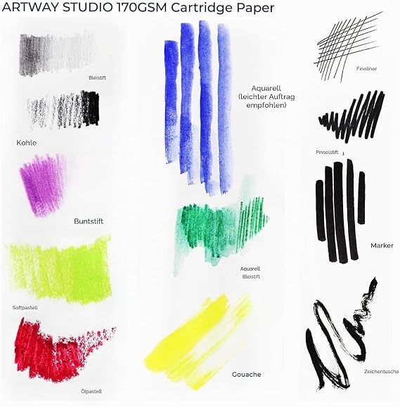 Artway Studio Spiral Bound Sketch Book Acid Free Drawing Paper Hardcover 170 g/m2