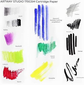Artway Studio Spiral Bound Sketch Book Acid Free Drawing Paper Hardcover 170 g/m2