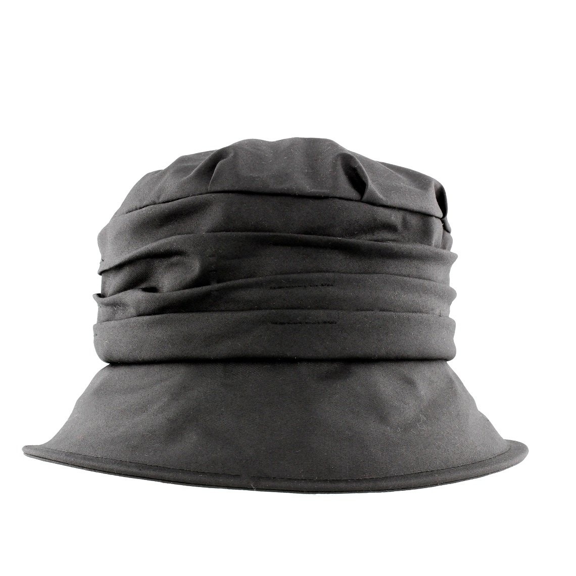 Failsworth Ladies Wax Cotton Cloche with Ruched Crown (Black)