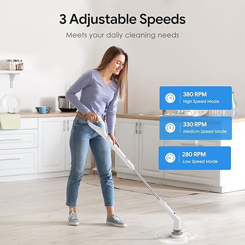 Miniatura 3 de Cepillo eléctrico giratorio 2025, nuevo cepillo de limpieza inalámbrico, cepillo de limpieza de ducha con 7 cabezales de cepillo reemplazables,