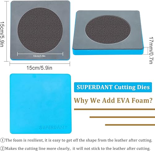 Miniatura 2 de SUPERDANT Troqueles redondos de cuero para bebidas, máquina cortadora de troqueles, herramienta de corte de madera para café, bebidas, soporte para