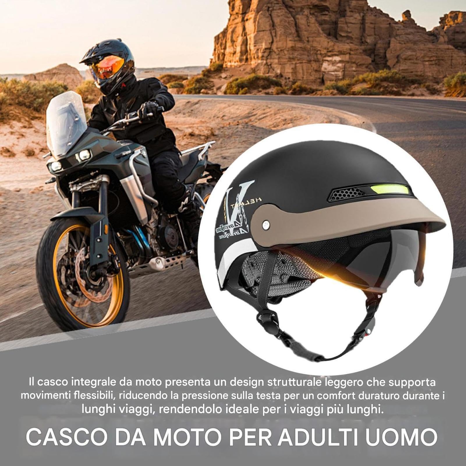 Generico Mezzo Casco da Moto Moto da Equitazione Estiva Traspirante