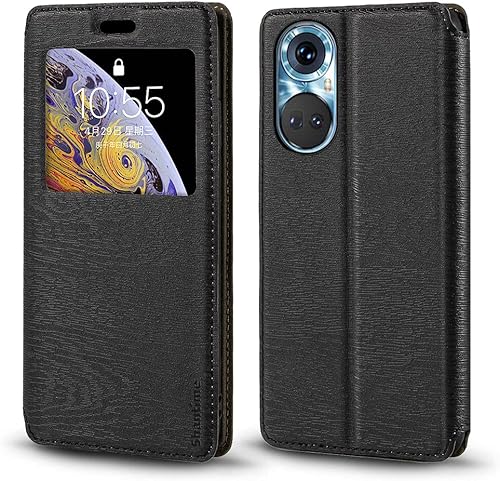 Funda para Huawei Honor 50, cuero de grano de madera con tarjetero y ventana, tapa magnética para Huawei Honor 50