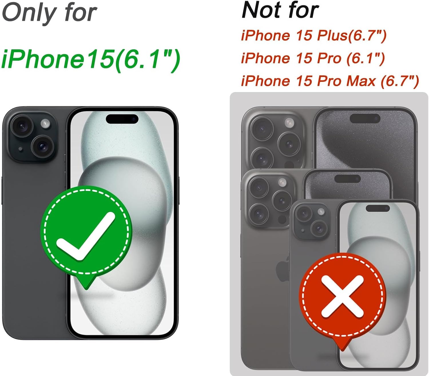 for iPhone 15 Case 6.1" Belt Clip Kickstand with 2 Screen Protector & 2 Camera Lens Protector, Full Body Protection Heavy Duty Case Cover (Black Green+Clip) - Image 2