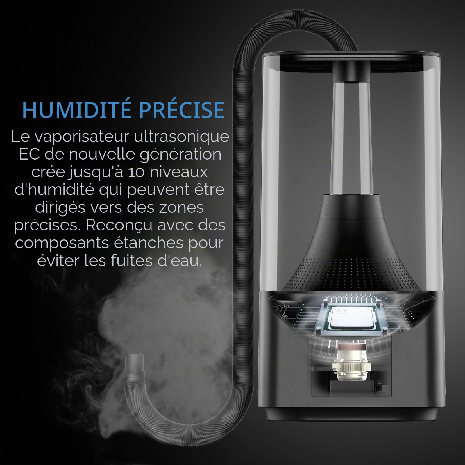 AC Infinity Cloudforge T3 Humidificateur de plantes 4,5 l avec commandes d'humidité VPD, vaporisateur de précision à 10 niveaux, tuyau de ciblage extensible et joint anti-fuite pour tentes de culture