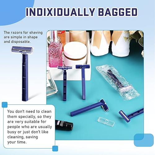 Miniatura 5 de Maquinillas de afeitar de doble hoja para hombres, de acero inoxidable, desechables, de plástico, multiusos, portátiles, afeitadoras, manuales,