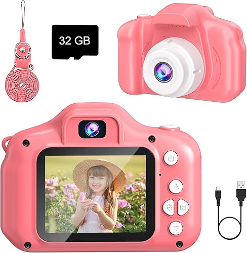 Gqez Cámara de selfie mejorada de 12 MP cámara de video para niños cámara digital para selfies juguetes para niñas y niños de 3 4 5 6 7 8 9 años