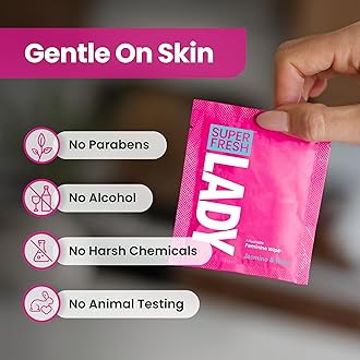 Super & Fresh Co. Lady Parts Feminine Wipes - Flushable Wet Wipe for Women - pH Optimized for Privates, Body, Booty, Face - Good for Travel Intimate Areas - Stay Clean - 20 Wipes
